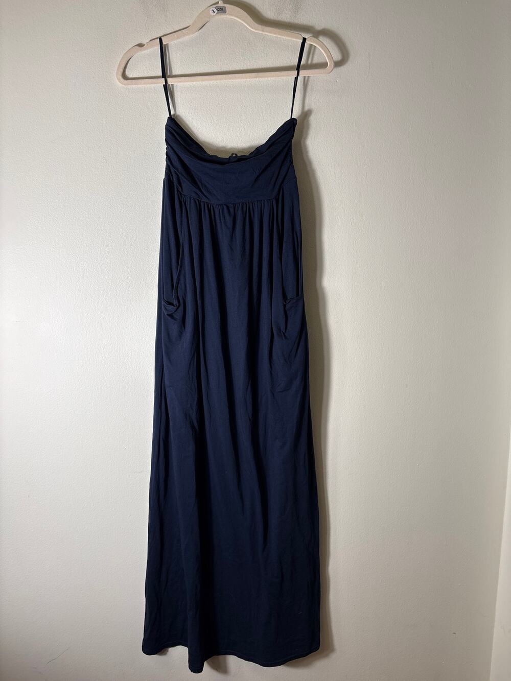 Velvet Navy Soft Cotton Strapless Maxi Dress Sz Petite